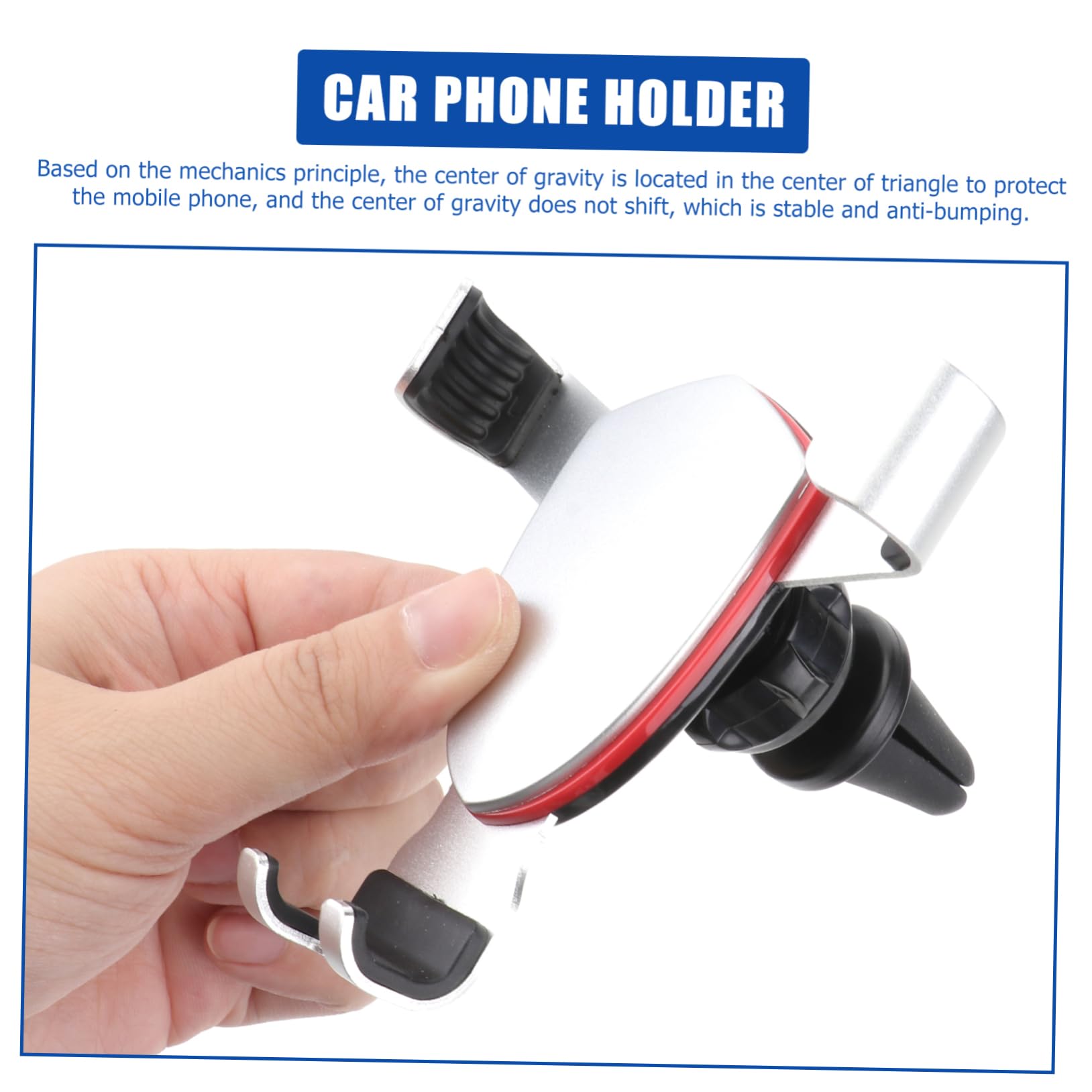 jojofuny 3pezzi Supporto Telefonico Per Auto Supporto Gravità Per Bocchette Di Aria Design Leggero e Resistente Metallo Compatibile Con Smartphone Di Varie Argento