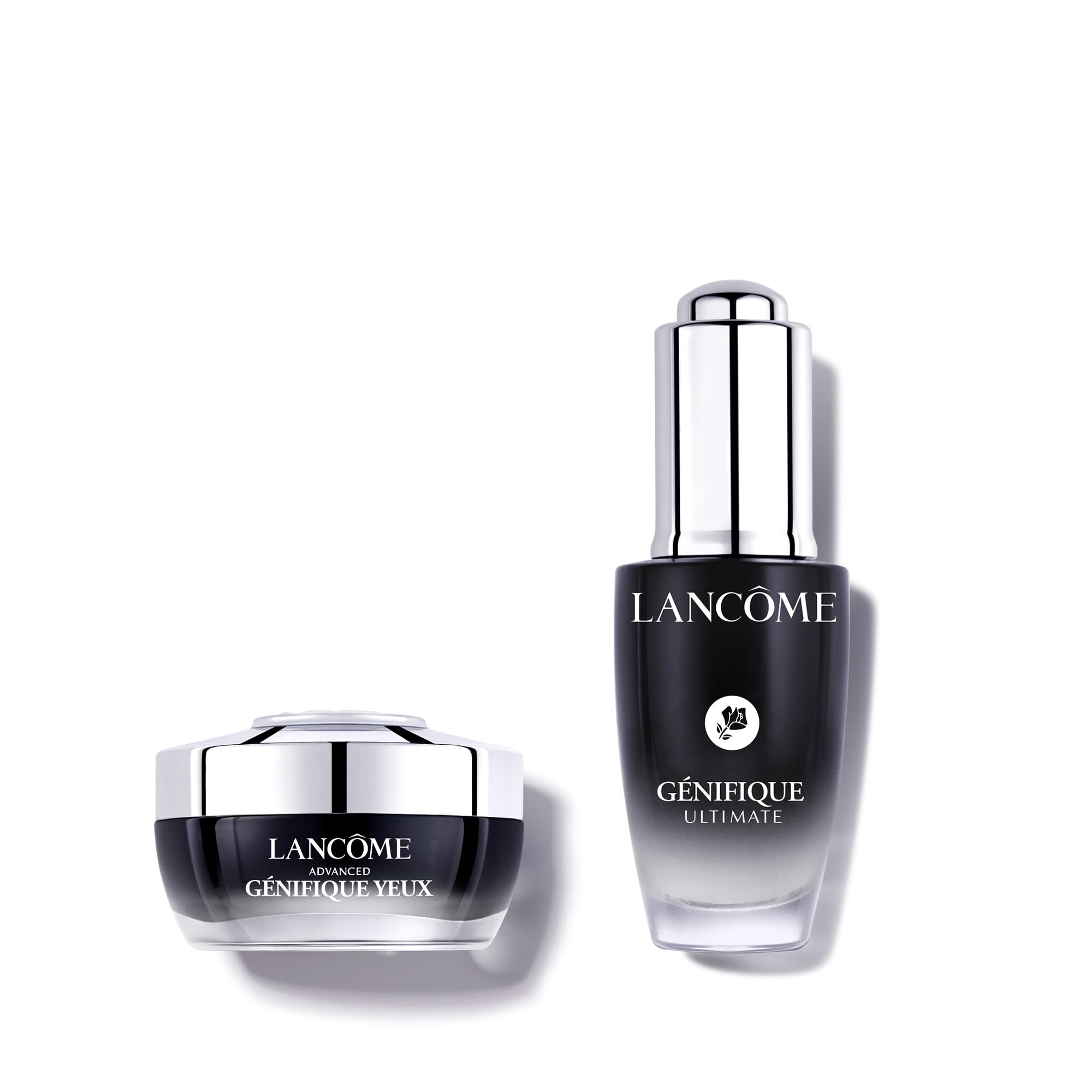 Lancôme Ultimate Anti-Aging Nightime Skincare Duo - Advanced Génifique Eye Cream 0.50 Fl Oz & Génifique Ultimate Dual Recovery Face Serum 0.67 Fl Oz