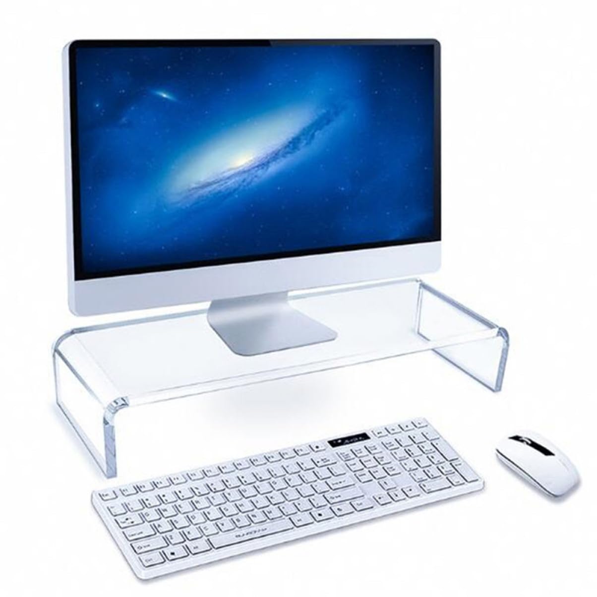 Monitor Cervicale e Acrilico per To Supporto in Trasparente Rialzo School Copritastiera Antigatto Party, Riduce Pressione Dorsale Scrivania Back