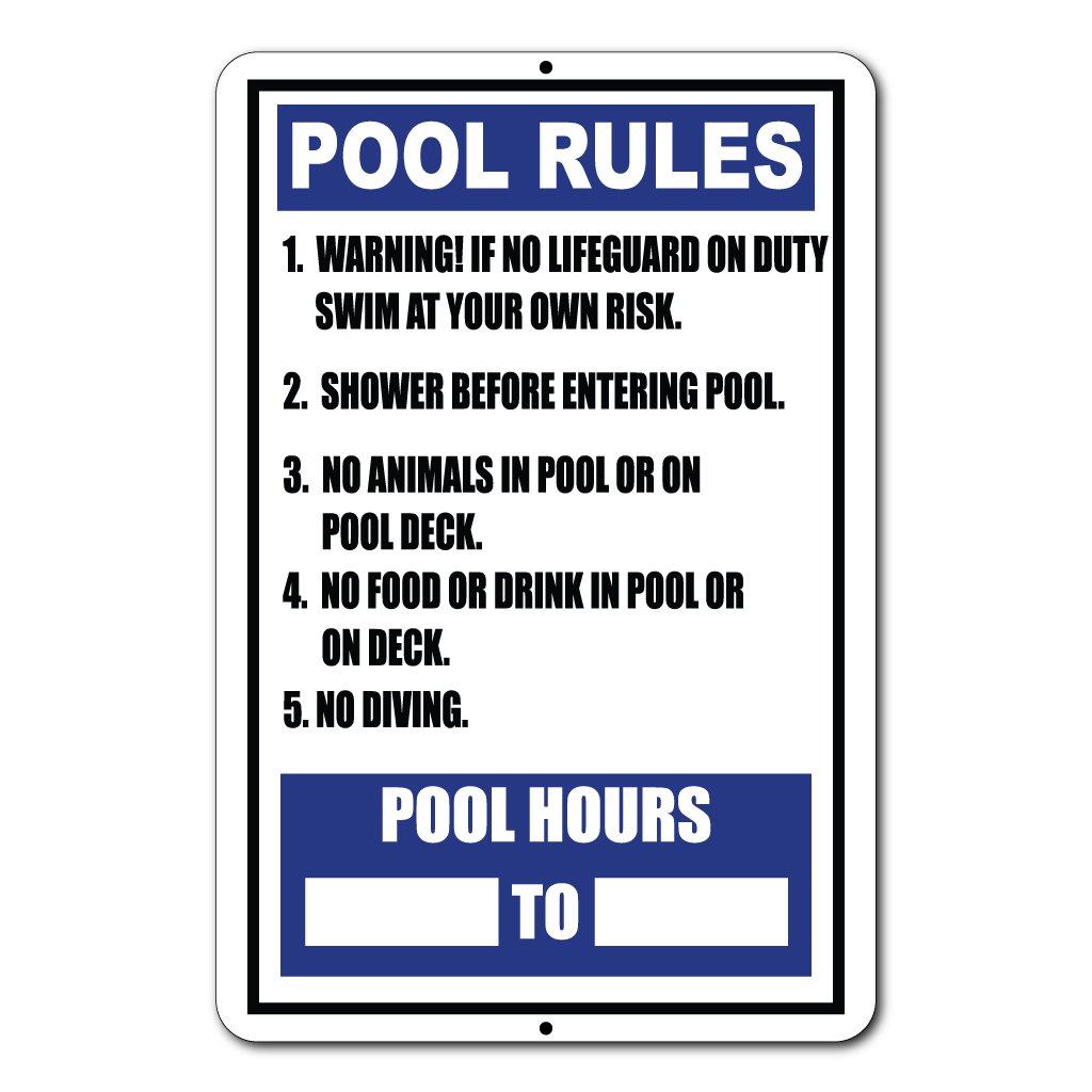 VictoryStore Yard Sign Outdoor Lawn Decorations: 12 inches x 18 inches Aluminum Sign - Pool Rules