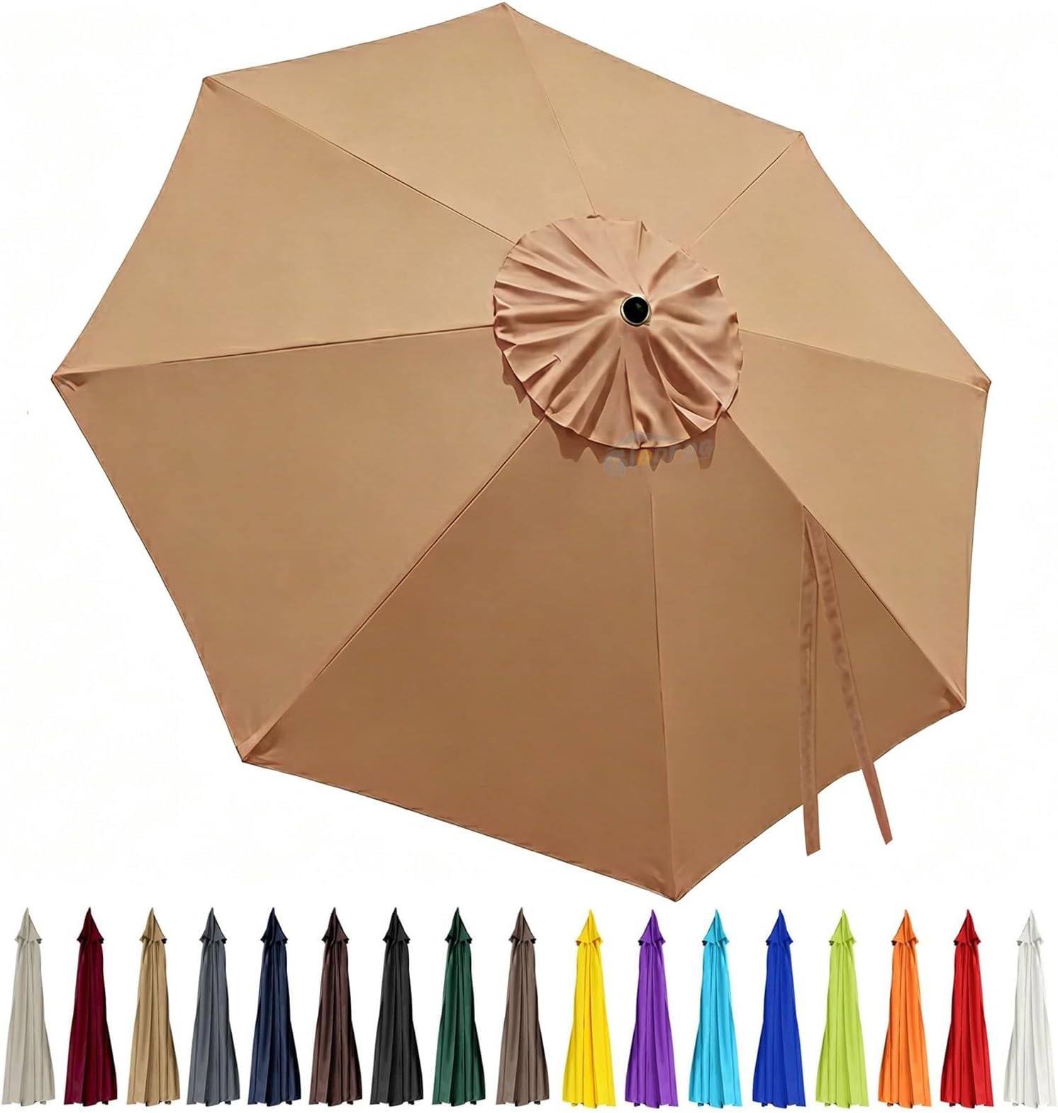 Universal Replacement Patio Umbrella Canopy for 10 Feet 8-Ribs Outdoor Round Market Umbrella - 300D UV Protective and Water Resistant Sun Shade Parasol Cover