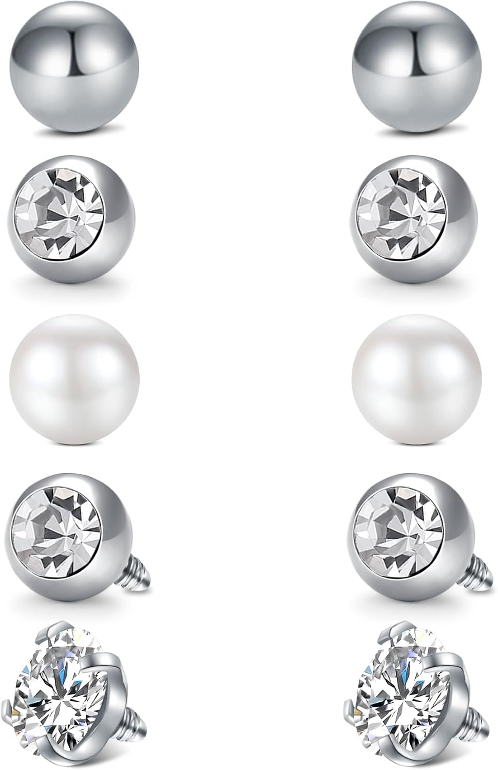 15 Sfere Di Ricambio Per Piercing In Acciaio Inox 316L – Diametro 6 Mm, Filettatura Interna 14G (1,6 Mm), Colore Argento, Per Naso, Labbro, Lingua E Capezzolo