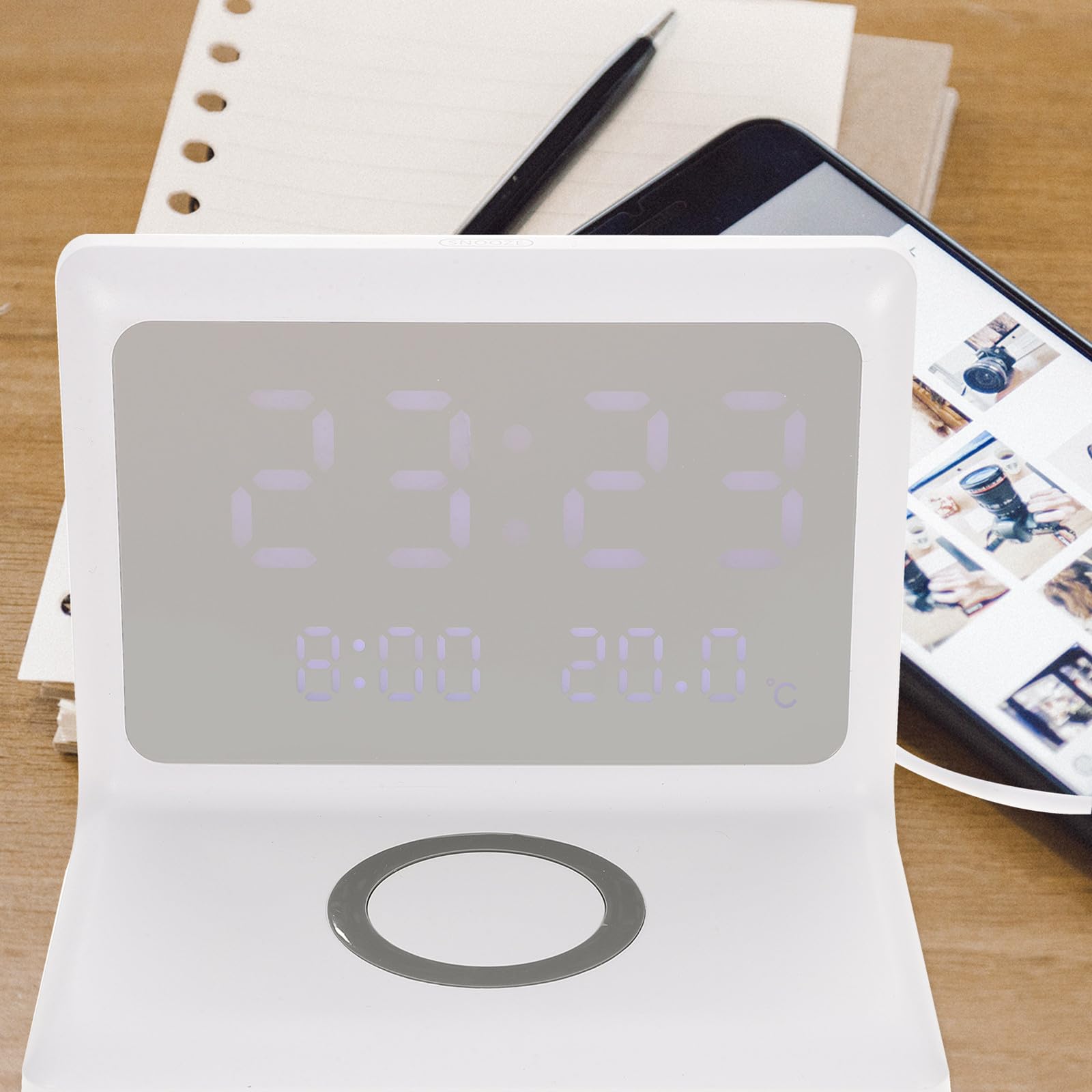 Cargador Inalámbrico para Teléfono Despertador, Tipo C, Blanco