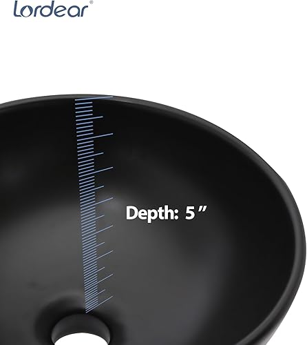 Miniatura 2 de Lordear - Fregadero ovalado de 16 x 13 pulgadas, forma de huevo moderna, sobre encimera, porcelana blanca, cerámica, lavabo artístico