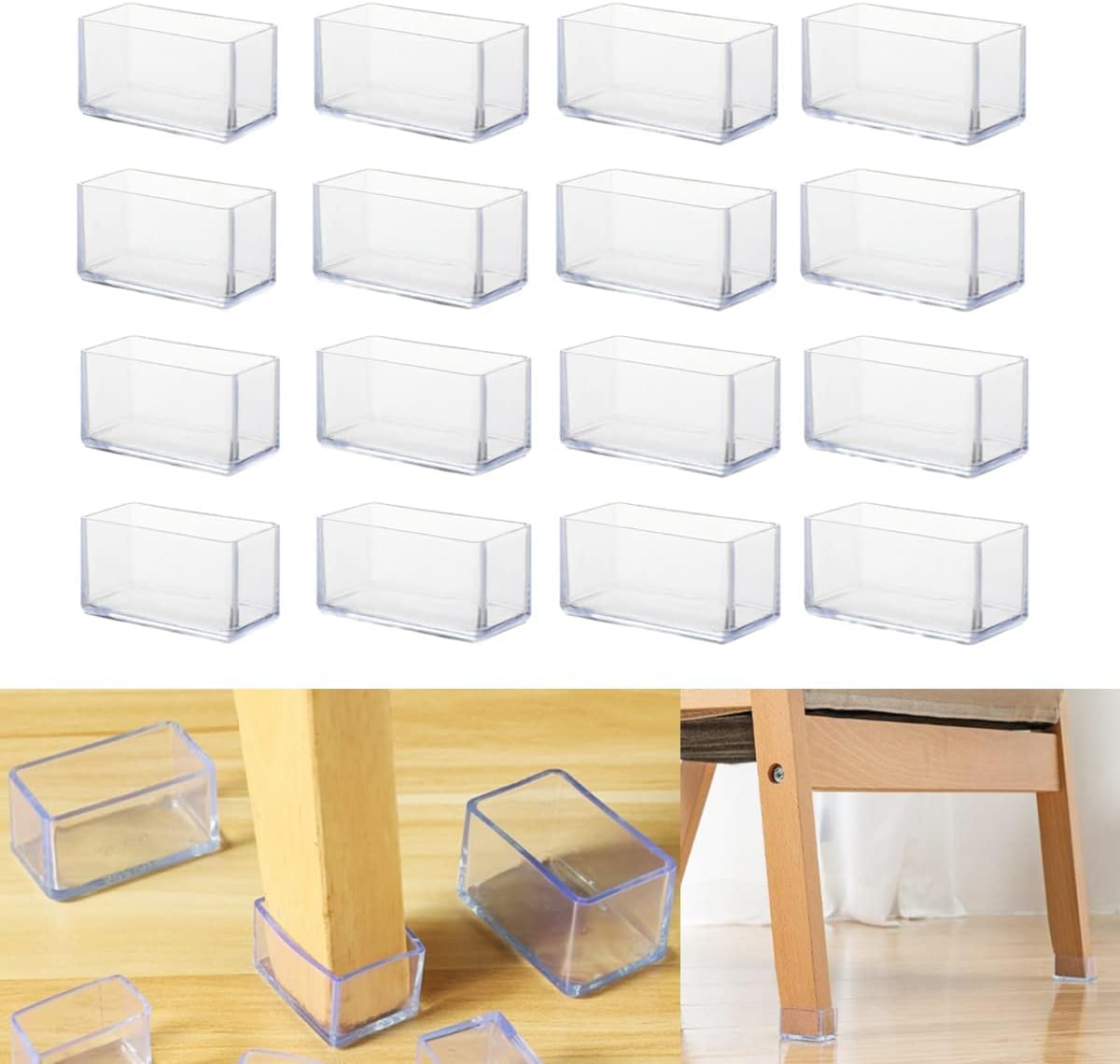 Protection Pied De Chaise, 14-19mm Rond Silicone Patins Pour Chaises En Silicone Avec Feutre Epaissi 16 Pieces Transparente Patin De Chaise Protections Tampon De Sol Reduire Les Rayures 87308958