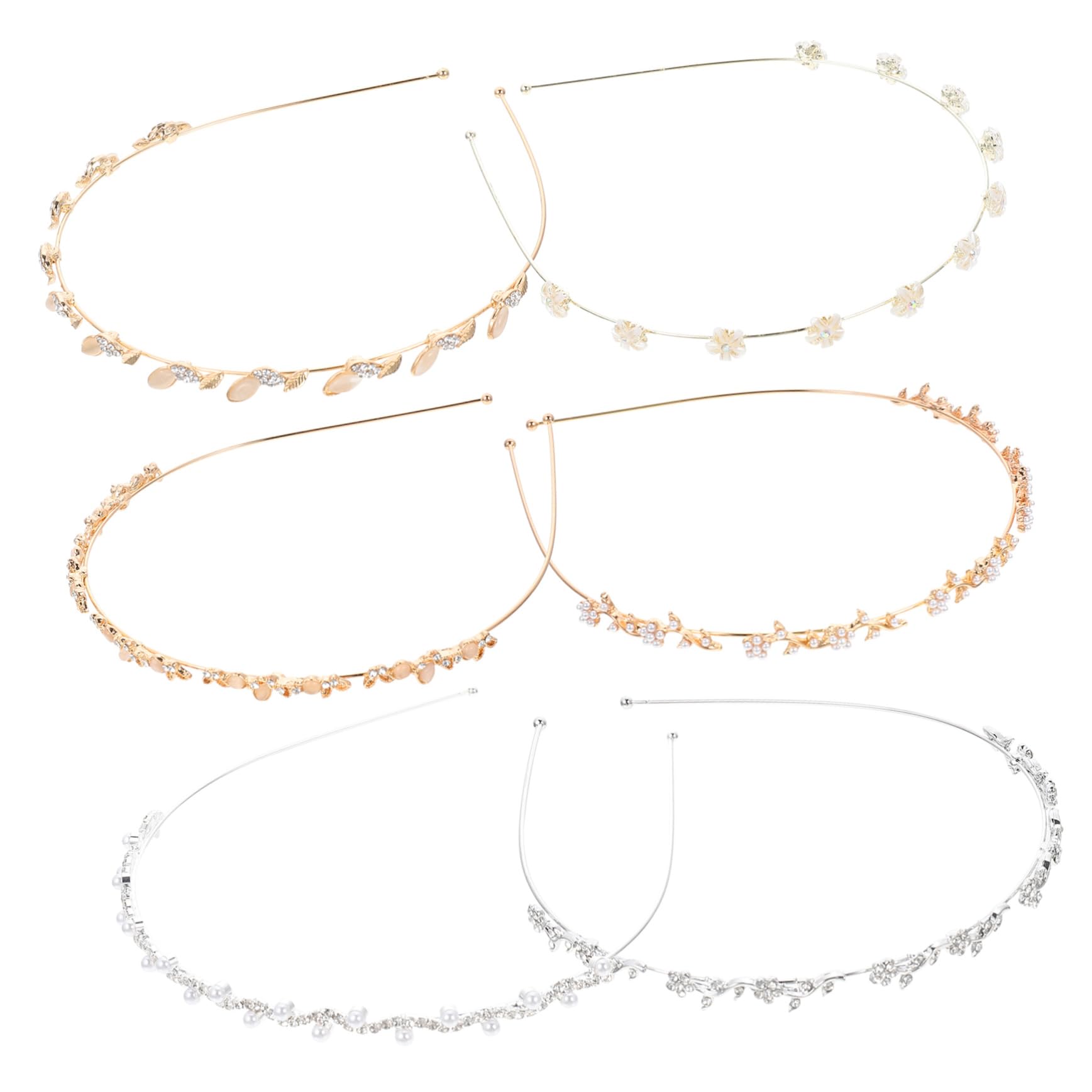 Diadema de Perlas para Novia Cristales, 6 Piezas Metal | Tocado para Boda E Invitada, Uso Diario y Ocasiones Obsequios, Estilo Simple y Chic