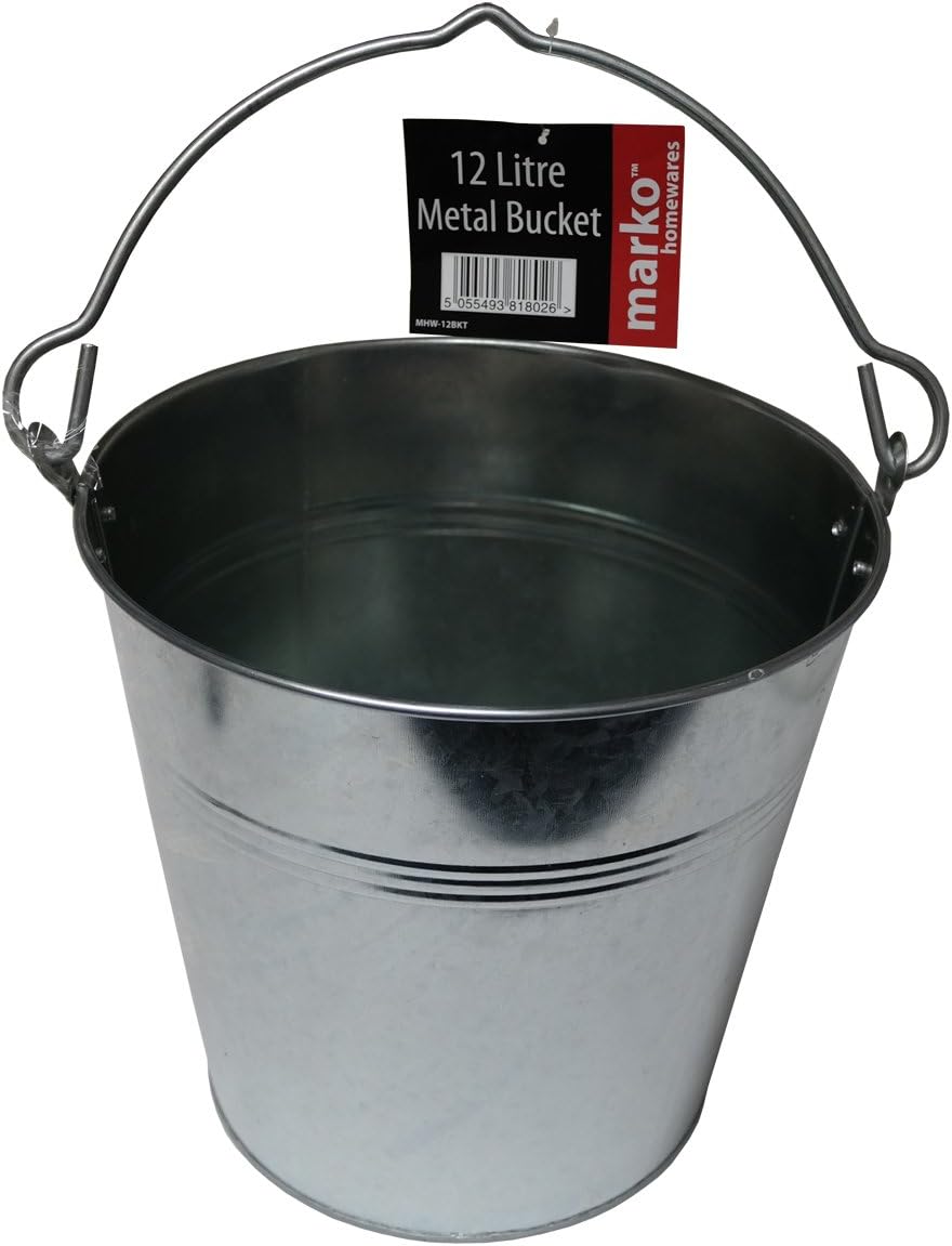 Large 12L LTR Litre Capacity Galvanised Metal Bucket Coal Ash Animal Horse Feed Amazon.co.uk
