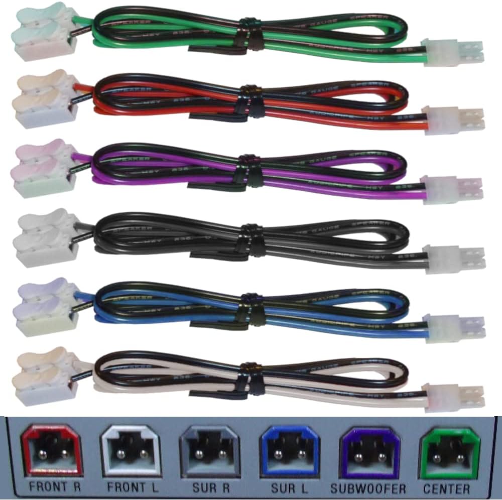 6 Home Theater Speaker Cables for Sony Samsung Etc / 4.2mm Connectors/Includes Tool-Free Wire Crimp Splices.