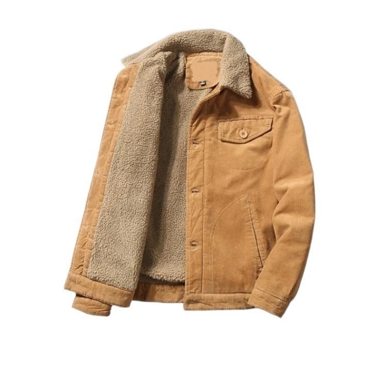 Męska lekka ciepła kurtka wiatrówka, styl vintage, zimowa kurtka typu casual, gruby pluszowy kołnierz, puchowa podszewka, bawełniana ocieplana kurtka zimowa