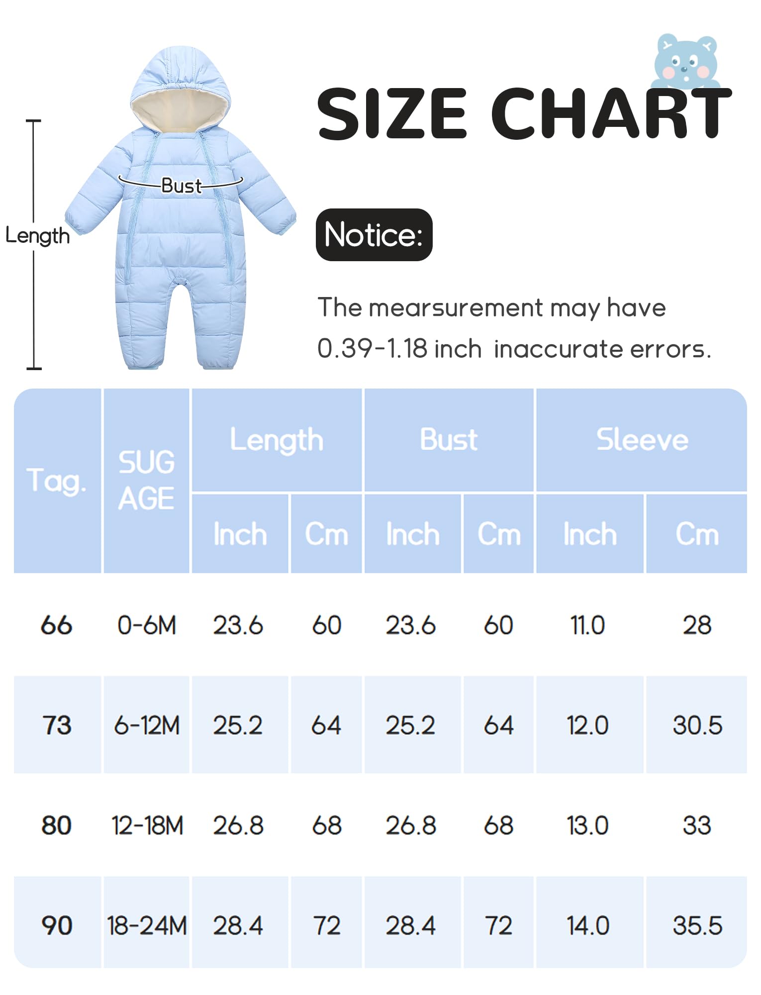 SEAUR Baby Schneeanzüge mit Füßen Winter Overall mit Kapuze Gefüttert Winteranzug Neugeborene Mädchen Jungen Warm Outfits 0-24 Monate