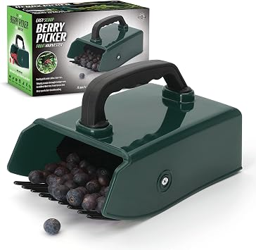 CKB LTD Berry Picker Handheld Easy Scoop Comb Tool Fruit Harvester Plastic Metal Garden Outdoor Camping Blueberry Blackberry All Berries Rake Scoop for Fruit Foraging Harvesting Collector - Green