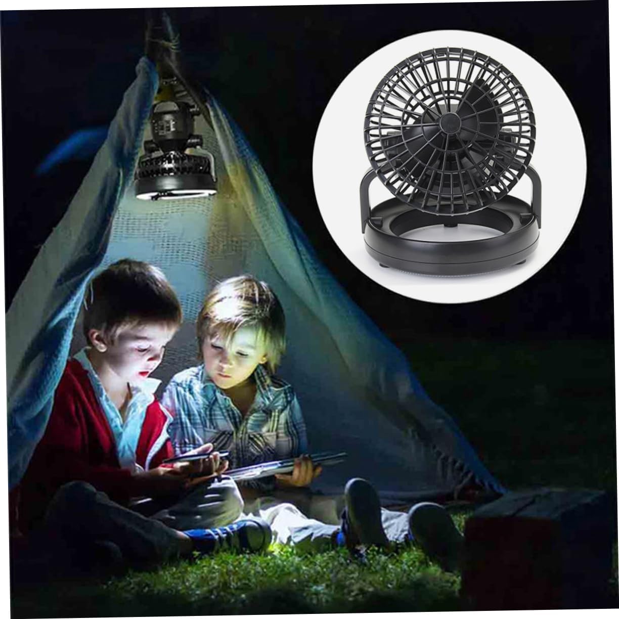2pcs Led Camping Fan with Lantern Hanging Hook for Tent and Outdoor Activities Bright Led Lights for Hiking Fishing and Emergency Use