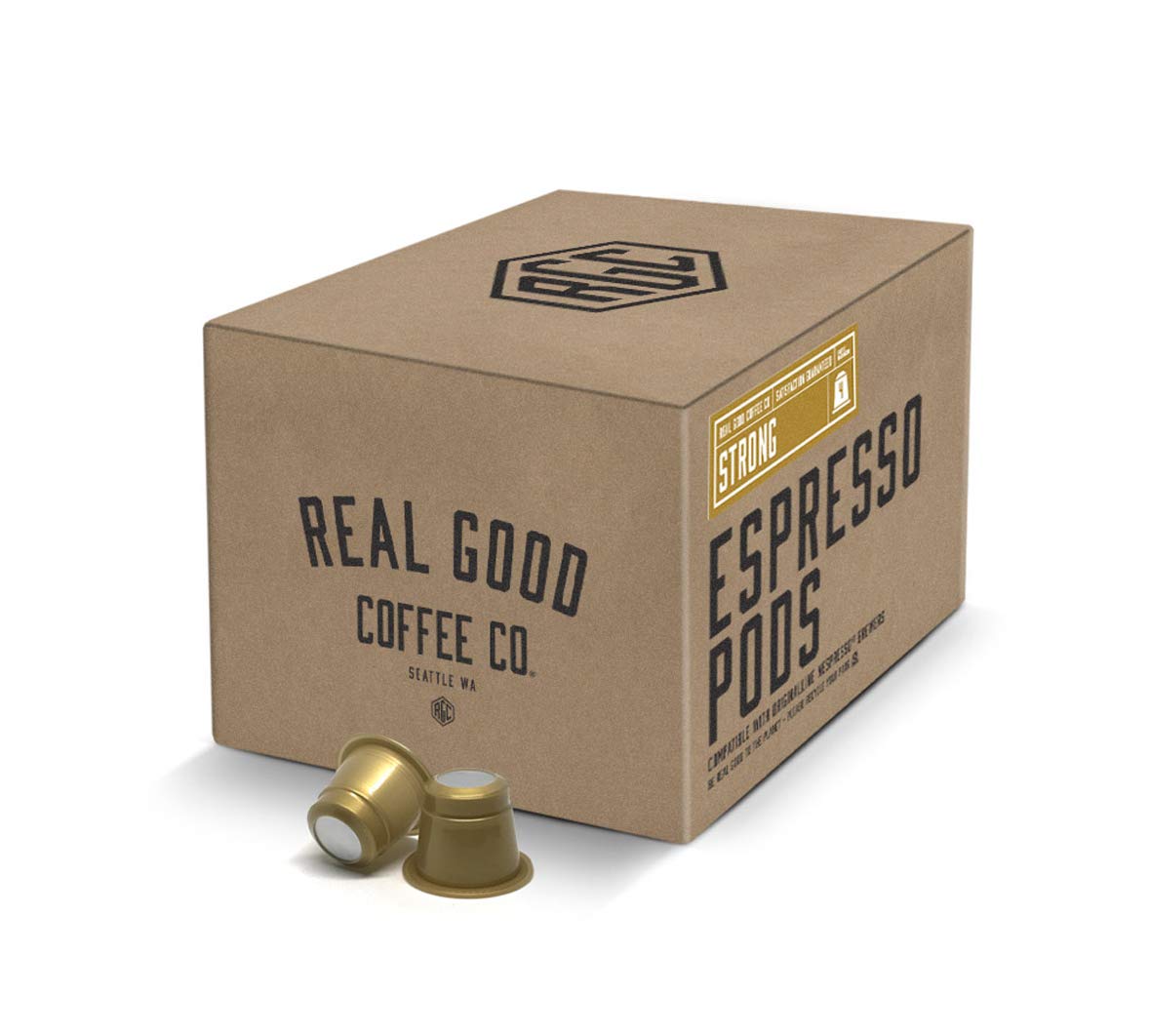 Real Good Coffee - Single Use Espresso Pods - Strong Espresso - Compatible with Nespresso OriginalLine Brewers - Recyclable Cups and Packaging - 36 Count