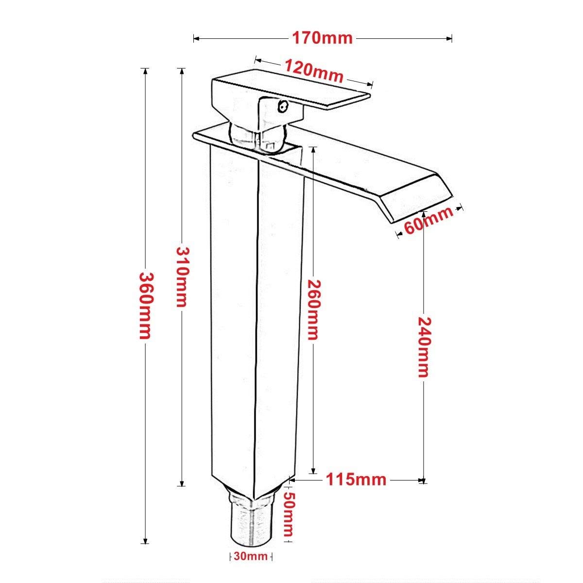 Alto Cascata Contatore Top Bacino Miscelatore Cromato Bagno Lavello Rubinetto Singola Maniglia Singola Foro