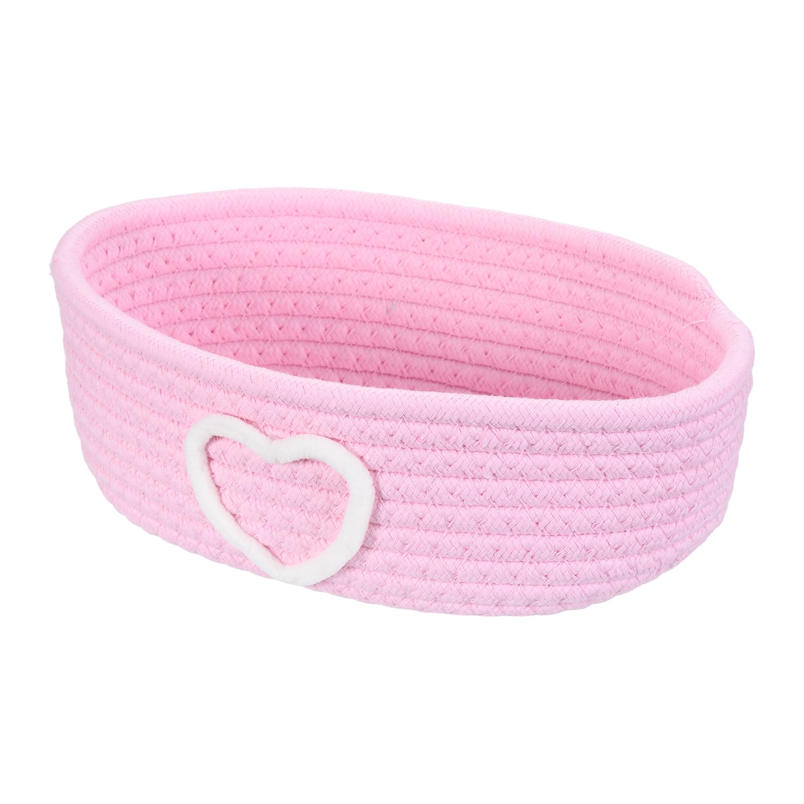 sourcing map Rectangular Rope Basket, 25.5 x 15 x 8cm Small Woven Baskets for Organizing Mini Woven Storage for Shelf Storage Home Bedroom Decor Gift Chest, Pink