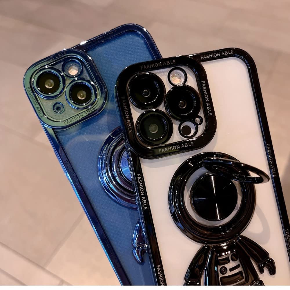 Estuche con soporte de anillo magnético de astronauta para iPhone 11 12 13 14 Pro Max Revestimiento transparente para iphone 13 14 pro Xs max XR 8 7 Plus Cubierta, plata SF, para iPhone 14 ProMax