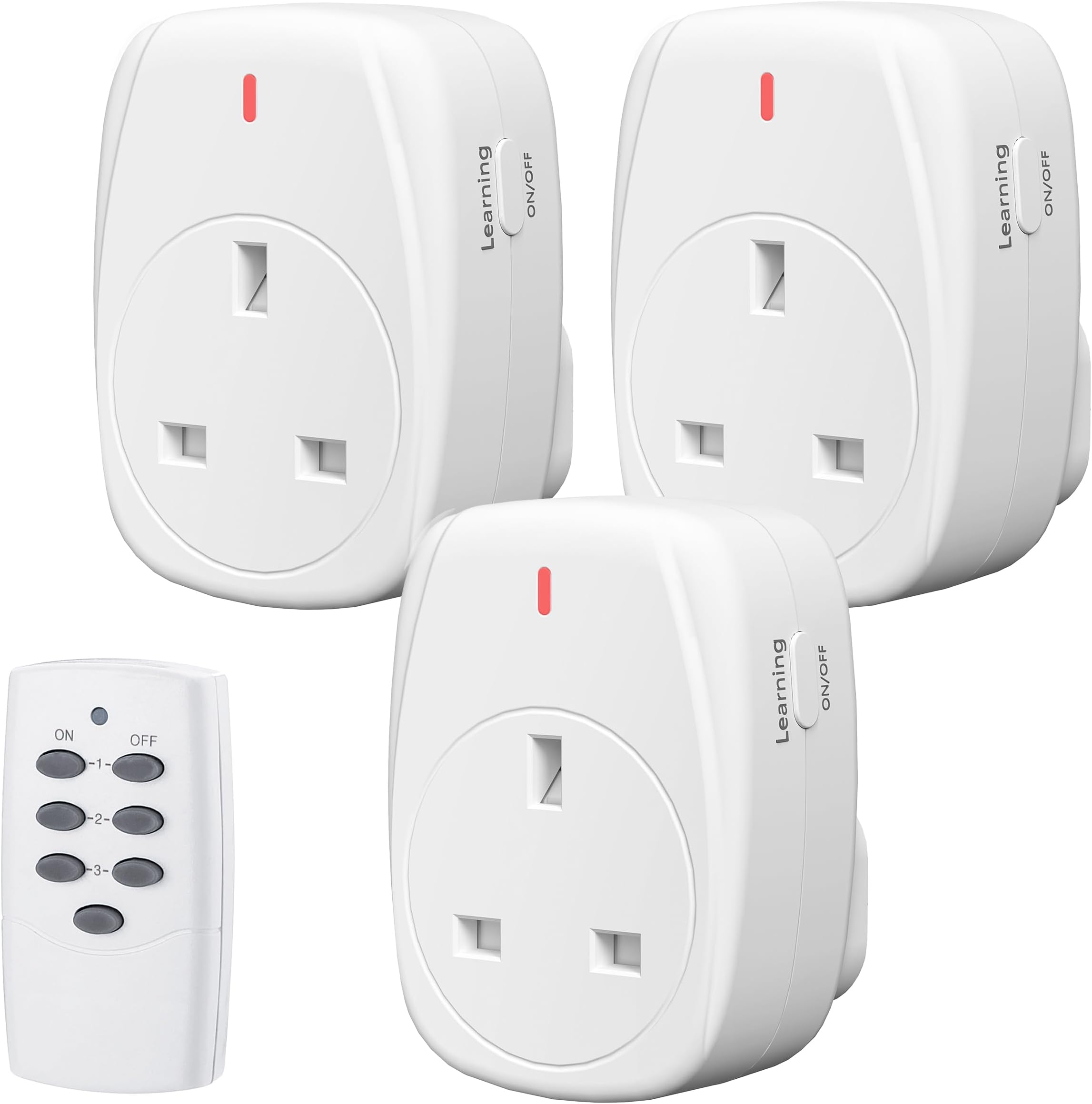 HBN Wireless Remote Control Plug Sockets, 13A/3120W Remotely Control Socket for Christmas Light,Wireless Remotes Light Switch with 30m/100ft Operating Range,3 Pack Sockets and 1 Remote