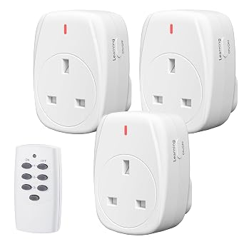 HBN Wireless Remote Control Plug Sockets, 13A/3120W Remotely Control Socket for Christmas Light,Wireless Remotes Light Switch with 30m/100ft Operating Range,3 Pack Sockets and 1 Remote