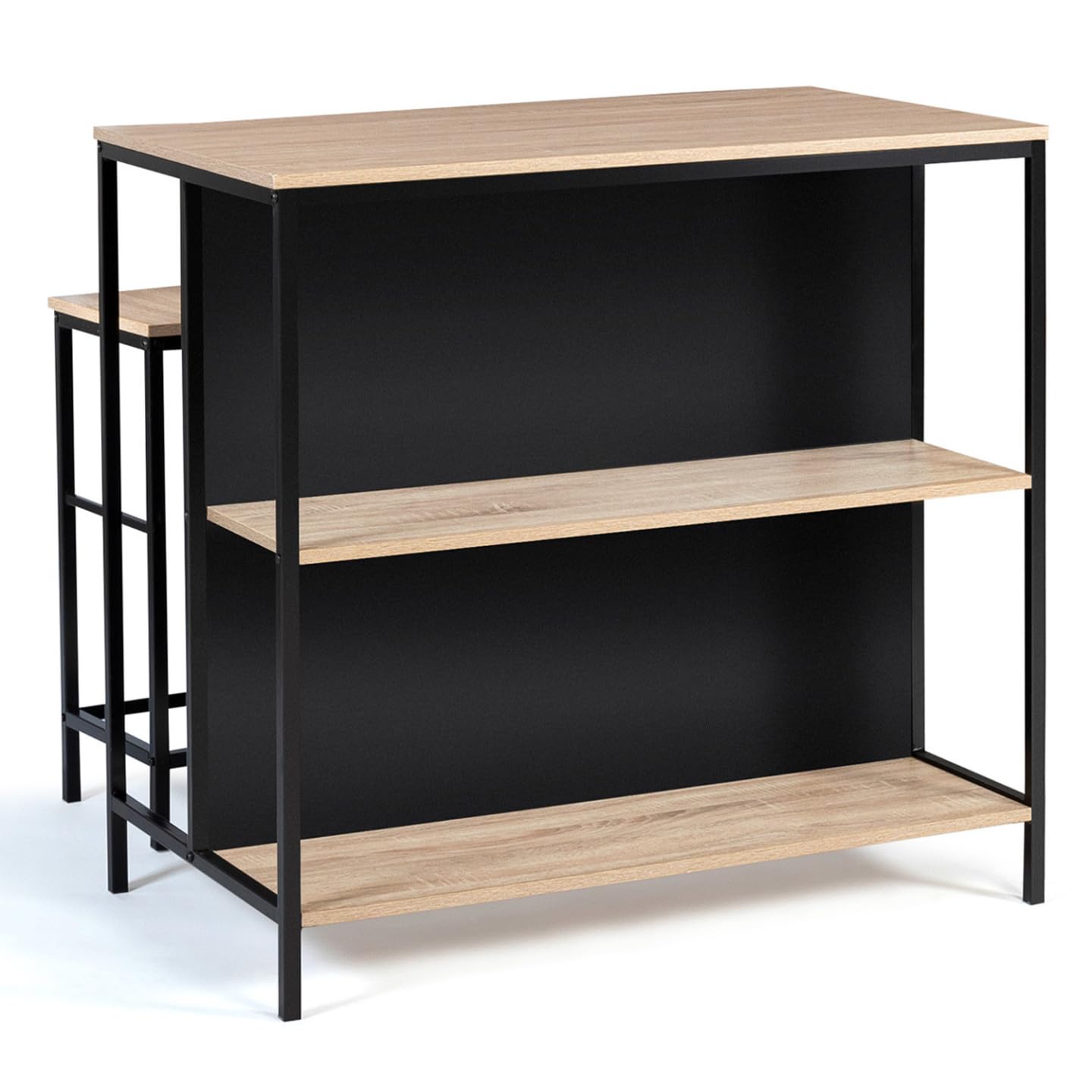 IDMarket - Ensemble Table de Bar îlot Detroit et 2 tabourets Design Industriel