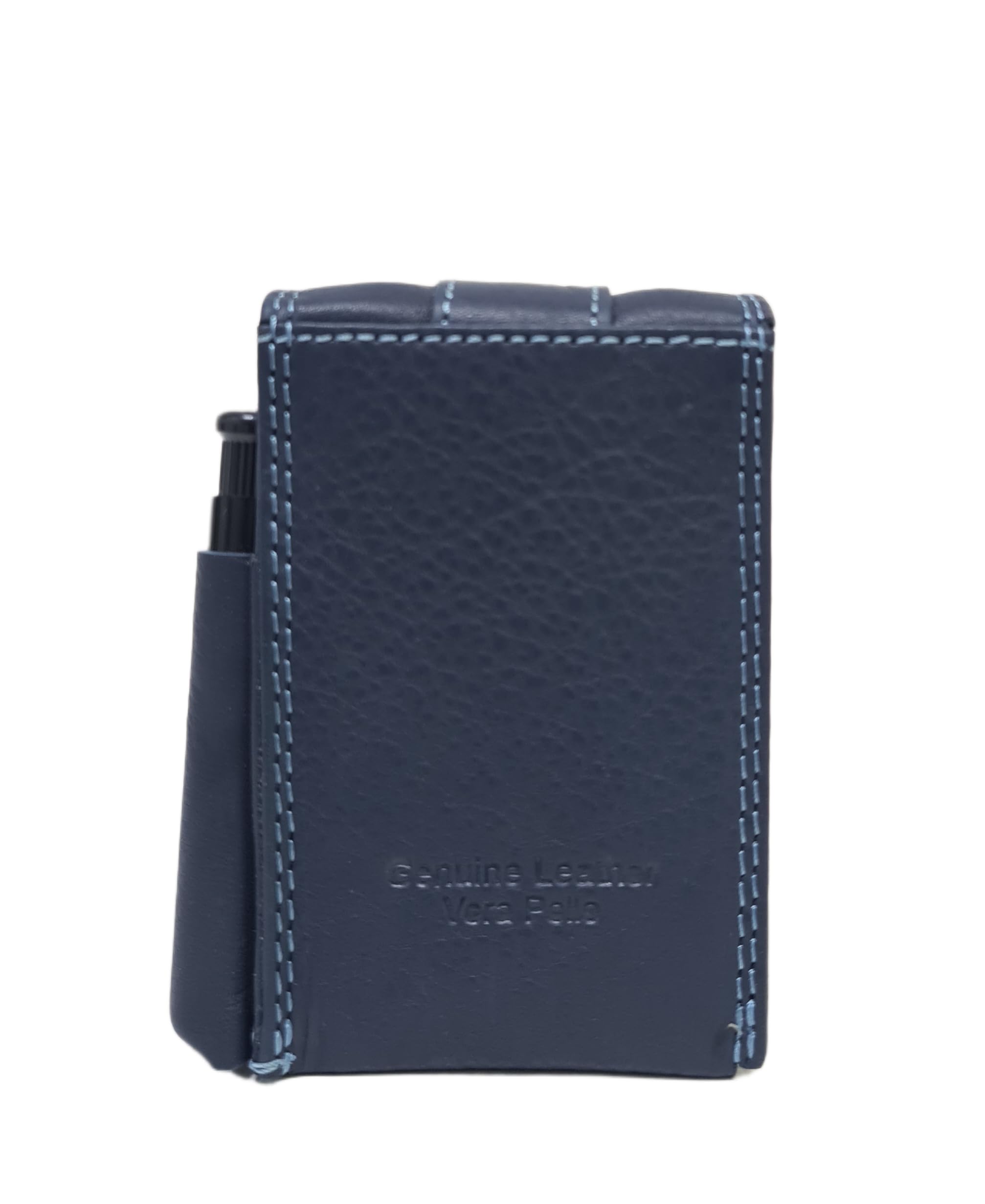 Luigi Benetton Portasigarette in Vera Pelle, Doppio Bottone, Porta Accendino Laterale, Dimensioni 10x6,5x3 cm, con Scatola Regalo Art. 3176 (BLU)