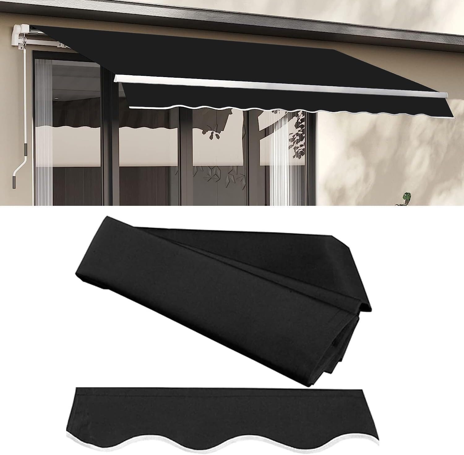 Auvent de patio en tissu de remplacement imperméable 5x3m pour protection solaire extérieure