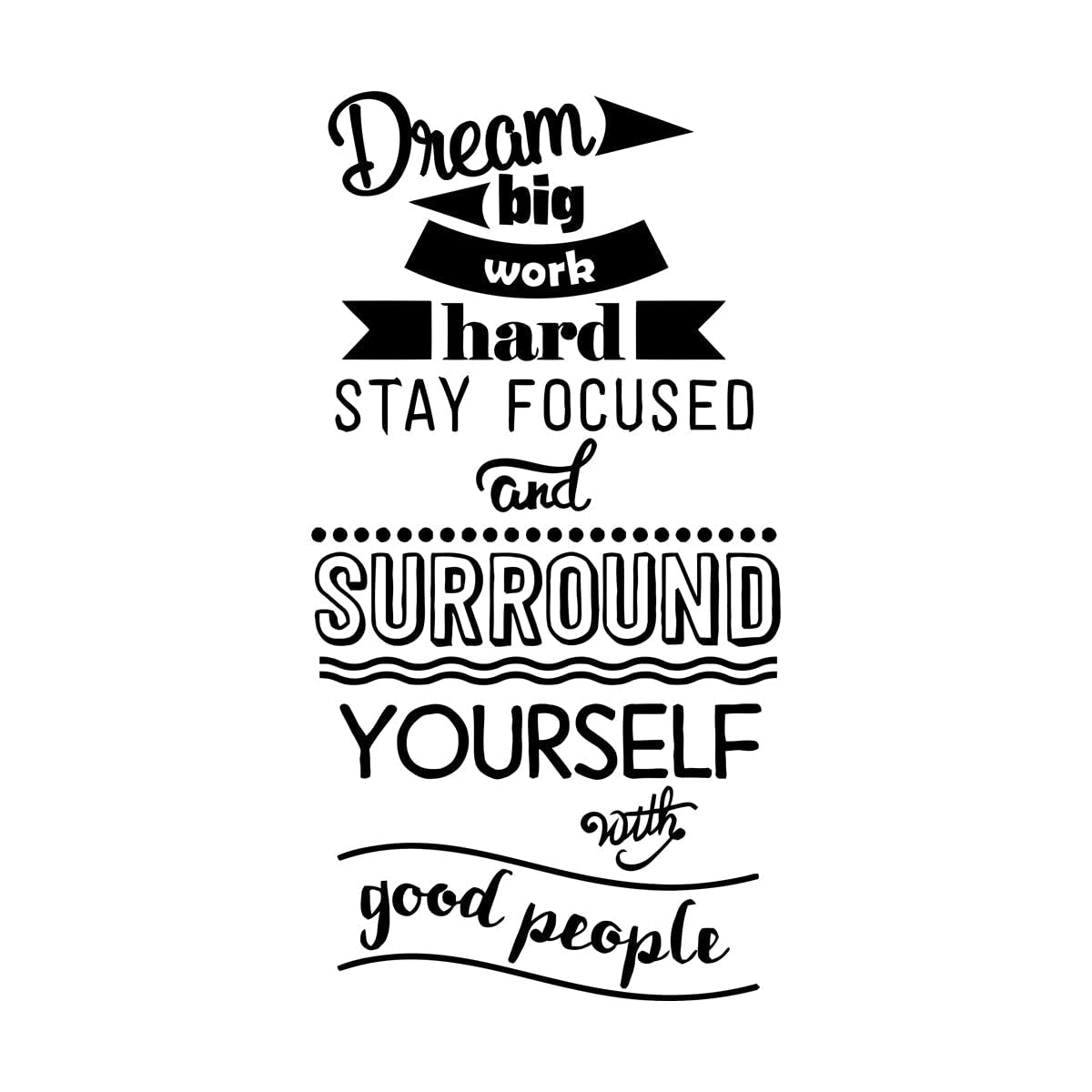 Inspirational Phrase Vinyl Wall Decal Decor Living Room Dream Big Work Hard Home Idea Wall Stickers for School Classroom Extra Large - 74x141cm