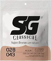 Encordoamento SG Nylon Bronze 65 35/Prata, Tensão Média, para Violão com Bolinha