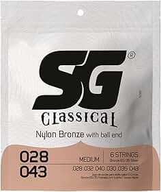 Encordoamento SG Nylon Bronze 65 35/Prata, Tensão Média, para Violão com Bolinha