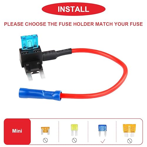 Miniatura 13 de 15 fusibles de 0.197 x 0.787 in tipo tornillo en línea con cable rojo de 16 AWG + 60 fusibles de tubo de vidrio de soplado rápido 250V 1A, 3A, 5A
