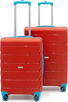 CotPoly 2-Piece Suitcase Set, Polypropylene Suitcase, Capella Shockproof Suitcase Red Large and Medium