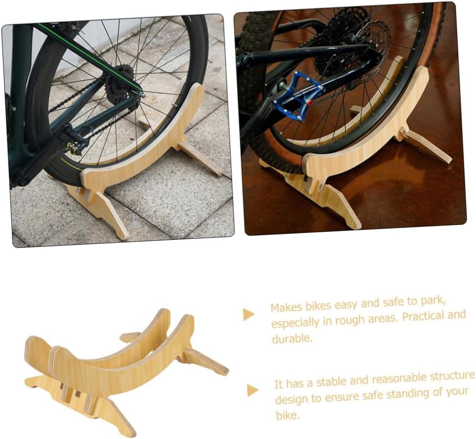 BESPORTBLE Show Racks for Floor Bike Floor Stand Wooden Bike Wheel Riser Rack Bicycle Rear Kickstand Cycling Equipment for Indoor Outdoor Home Garage Wood Bracket