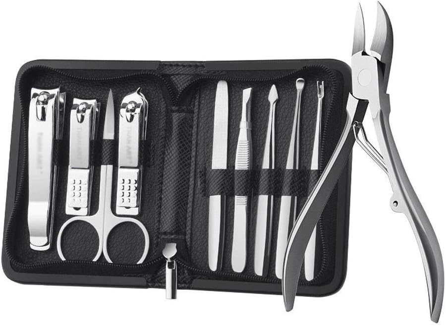 Manicure Set Nail Clippers 11Pcs Nail Clippers Set Pedicure Kit Stainless Steel Nail Clipper Set, Professional Nail Scissors Grooming Kit Manicure（ Black） Fingernails & Toenails Clippers & Nail File S : Beauty & Personal Care