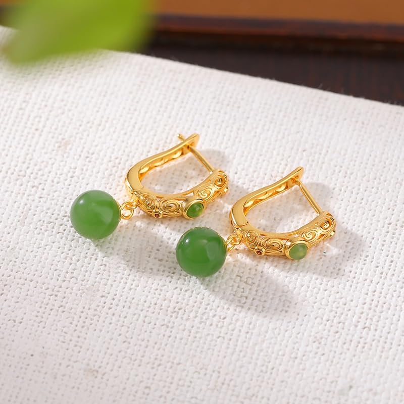 Boucles d'oreilles clips sans perçage nuage or et pierre verte - 3