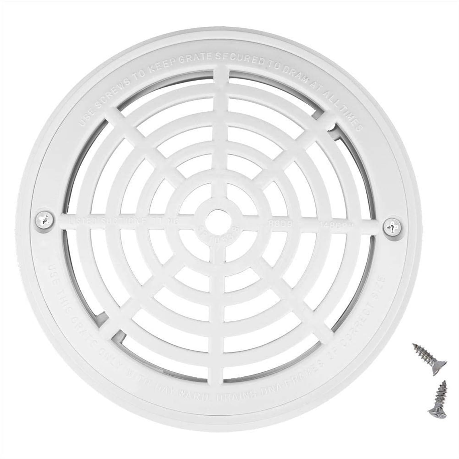 Wjlydm One Color 8Inch Pool Main Drain Cover The Top Grate Bottom Mounting Plates White Replacement Pool Drain Cover Pool Outlet Cover. For Swimming Pool