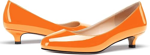 Vista 6 de WAYDERNS Zapatos de vestir de trabajo de patente para mujer, con puntera redonda, sin cordones, tacón bajo, 1.5 pulgadas