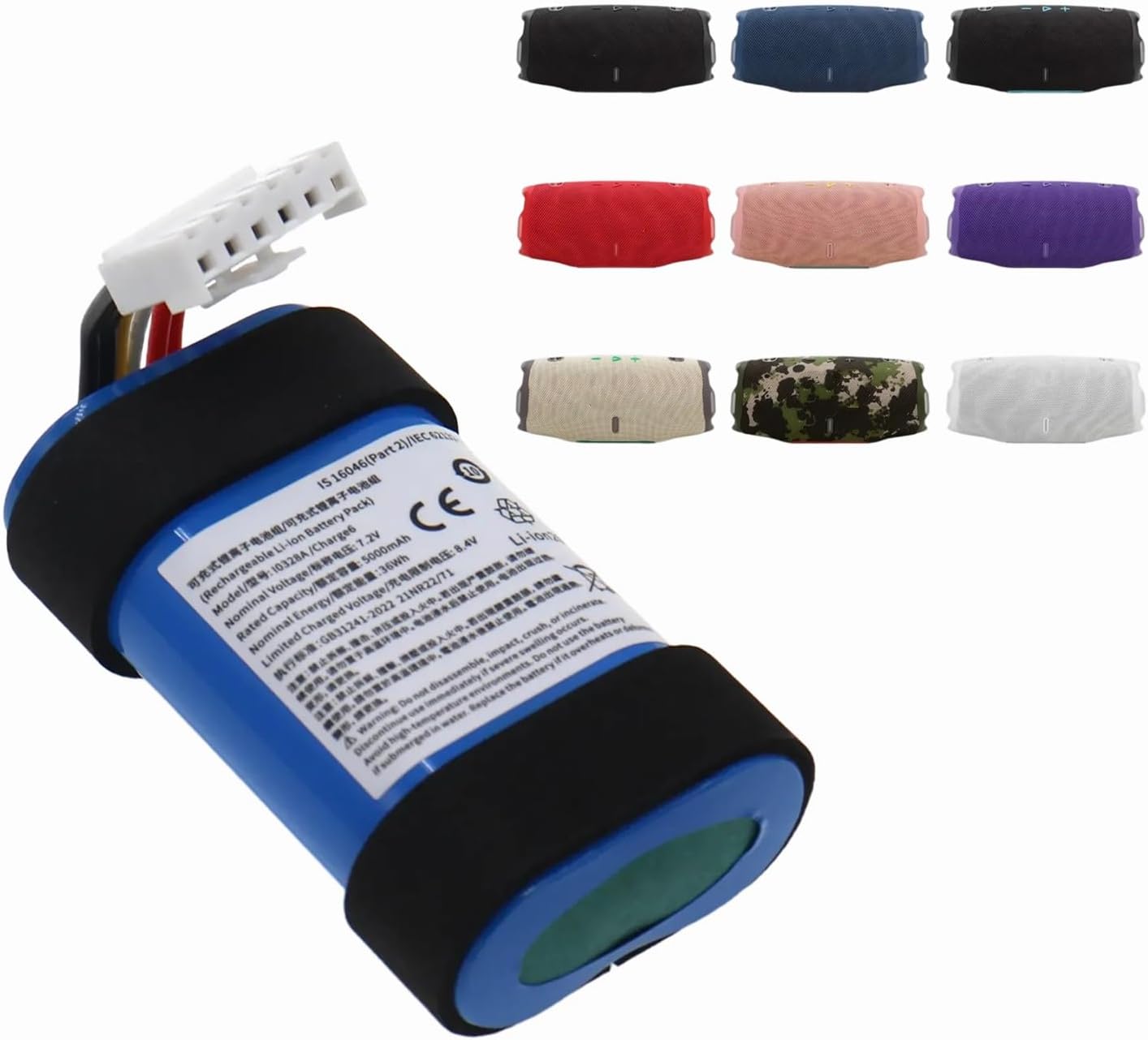 5000mAh 7.2V Speaker Battery Replacement for Charge 6, Fits Part Numbers I0328A GSP-2S10-CH6A