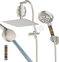 Vista 14 de Hibbent Cabezal de Ducha de Todo Metal Certificado CUPC, Cabezal de Ducha de Lluvia de Alta Presión de 8'', Combo de Cabezal de Ducha de Mano, Brazo