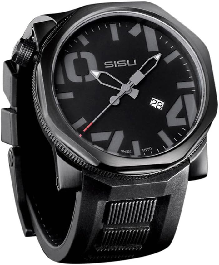 SISU Bravado Q5 Quartz Men's Watch, Black Dial, Rubber Strap (Model: BQ5-50-RB)