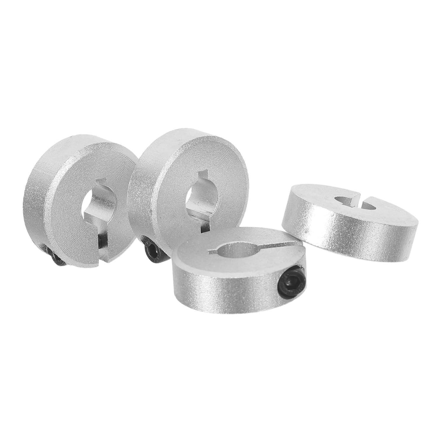 STOBAZA 4pcs 8mm Aluminum Shaft Collar One Piece Clamp Style with M4 Screws for CNC Machines and Industrial Applications, Silver, Precision Positioning and Noise Reduction