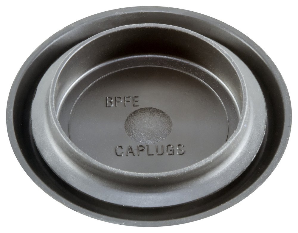 Caplugs ZBPFE-23MMQ1 Tapón de botón ergonómico de plástico con cabezales tipo descarga BPFE-23MM, TEO, tamaño del agujero .866-.940 pulgadas de grosor de metal 0.031-089", negro (paquete de 100)
