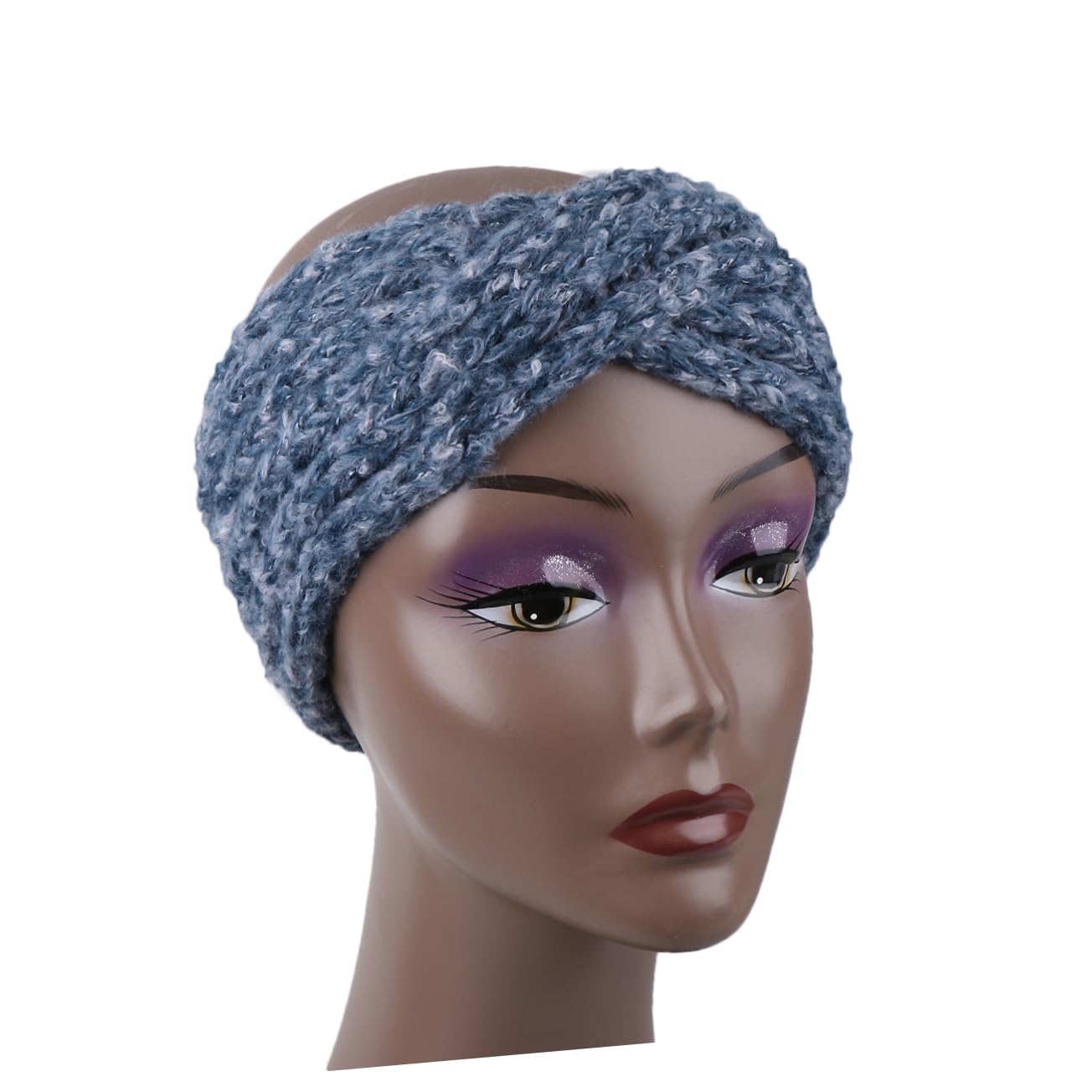 TINEASUR Woolen Headband Hair Hoop Elegant Knotted Headband for Makeup Fashion Dark Blue
