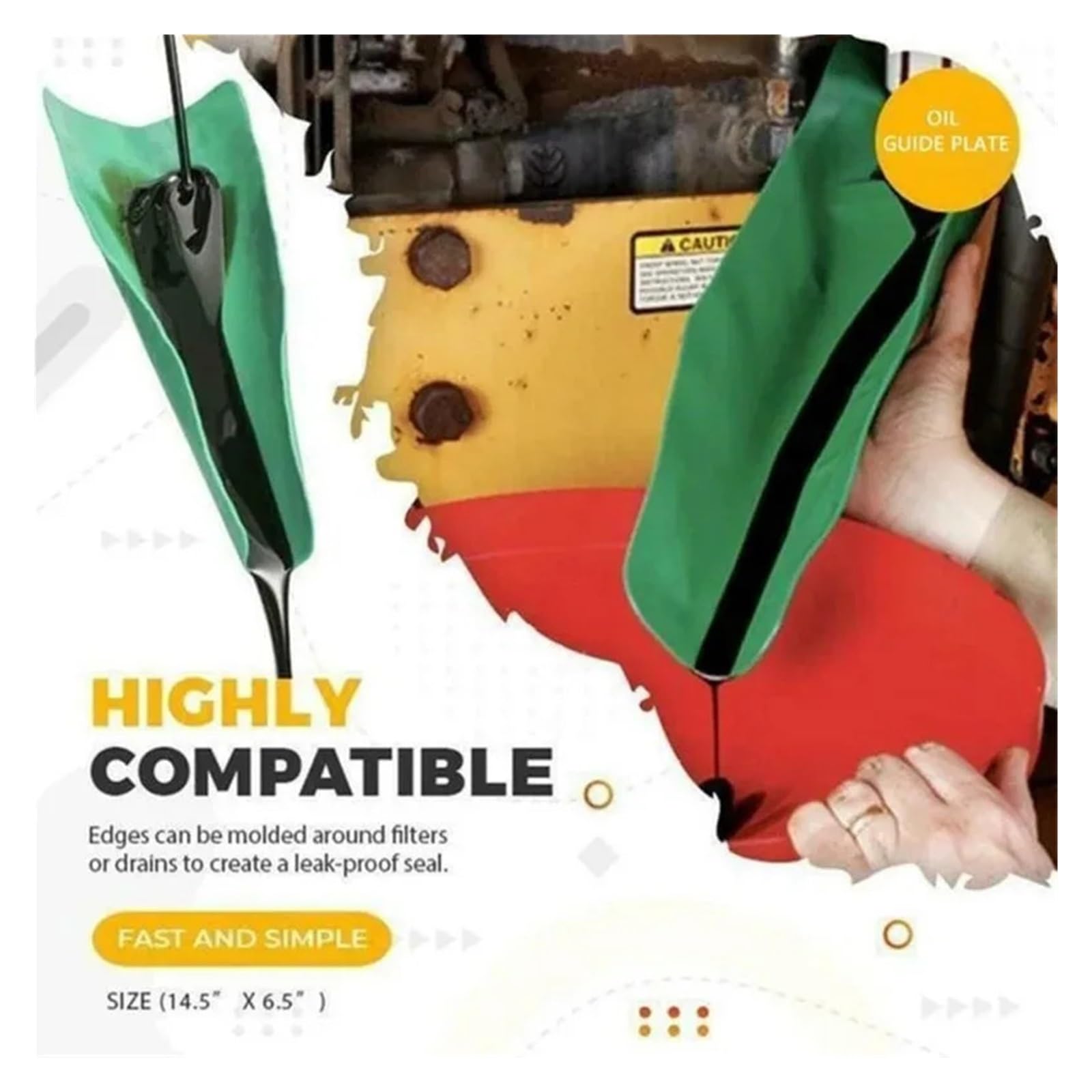 Imbuto Di Drenaggio Dell'olio for Auto Pieghevole Flessibile In Silicone | Piastra guida for motore di moto/camion/auto, design a prova di perdite, materiale, facile da pulire e riporre(50x20cm)