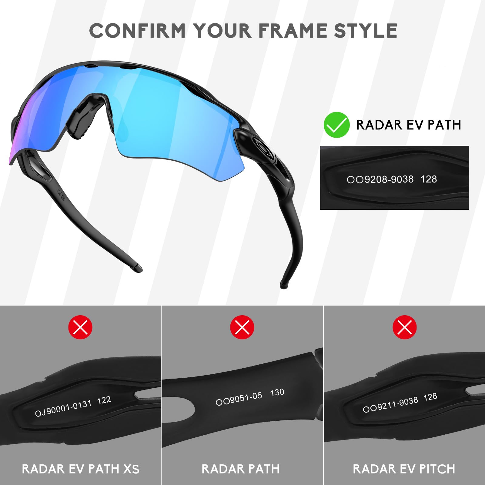 Polarisierte Ersatzgläser für Oakley Radar EV Path OO9208 Sonnenbrille, kratzfest und schlagfest, 5 Stück