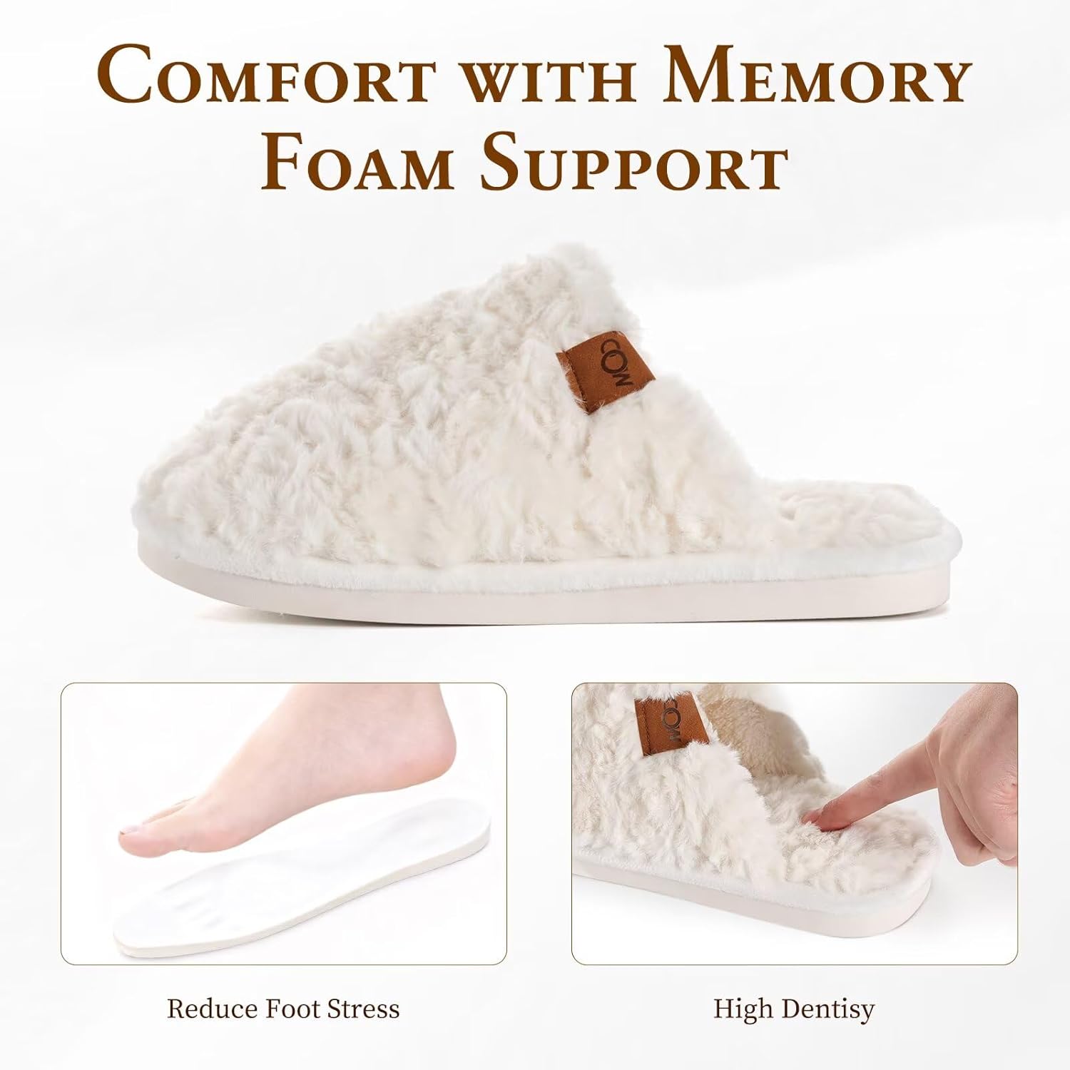 OOW Women's Fuzzy Slippers for Indoor,House Shoes with Memory Foam,Plush and Cute Slippers for Women - Image 4