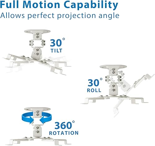 Miniatura 3 de Mount-It! Soporte de techo para proyector de perfil bajo capacidad de 30 libras Soporte universal  Rotación de movimiento completo de 360 grados con