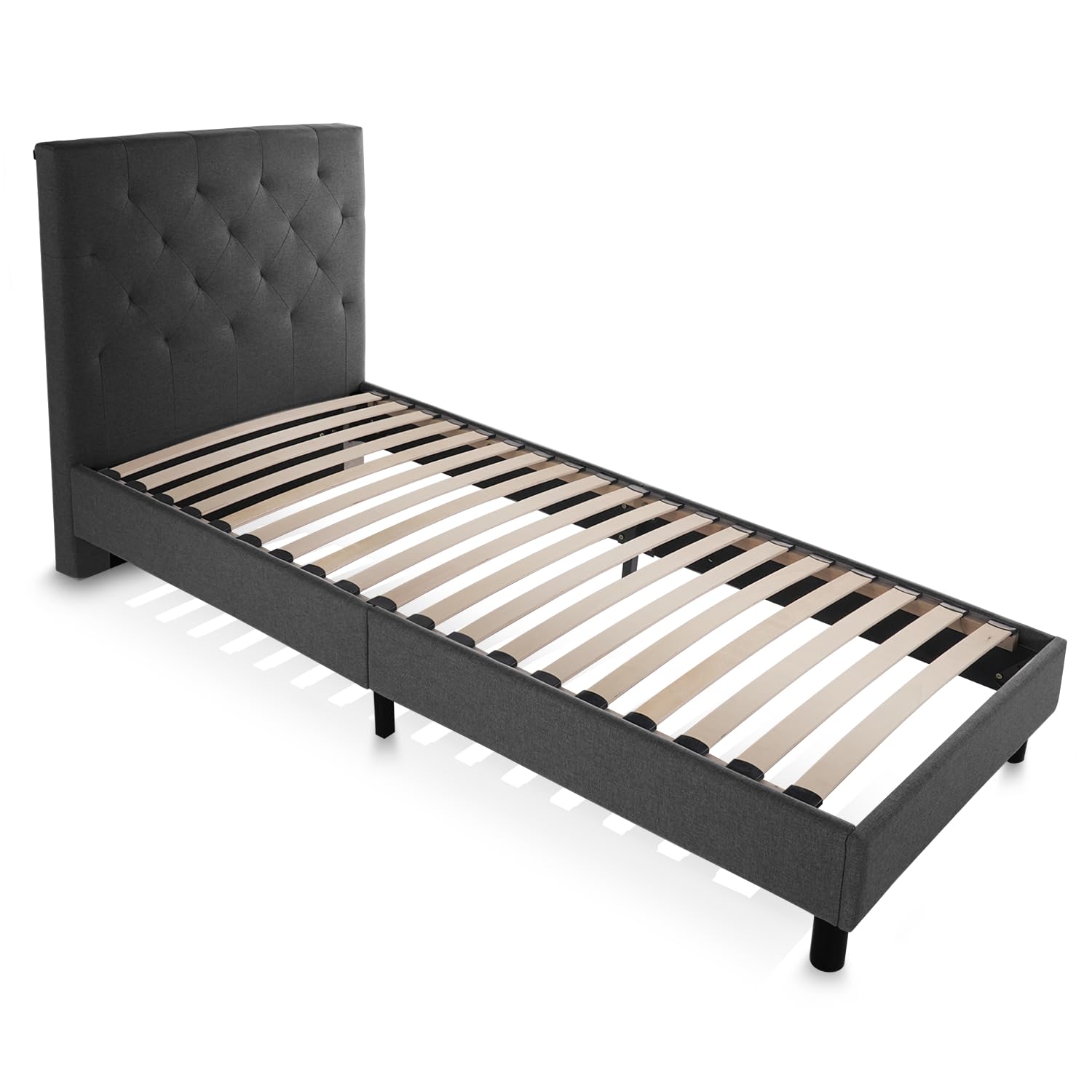 Letto Paris Singolo 80 x 200 PARIS, Grigio Ardesia, Marchio Italiano di Qualità, Doghe INDIPENDENTI Rinforzate, Materiali e Finiture PREMIUM, Sistema Doghe Antirumore, Montaggio Facile e Veloce