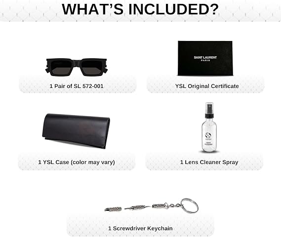 SAINT LAURENTSL SL 572 UNISEX METAL WIRECORE Rectangle Sunglasses with eSHADES Luxury Eyewear Kit Bundle