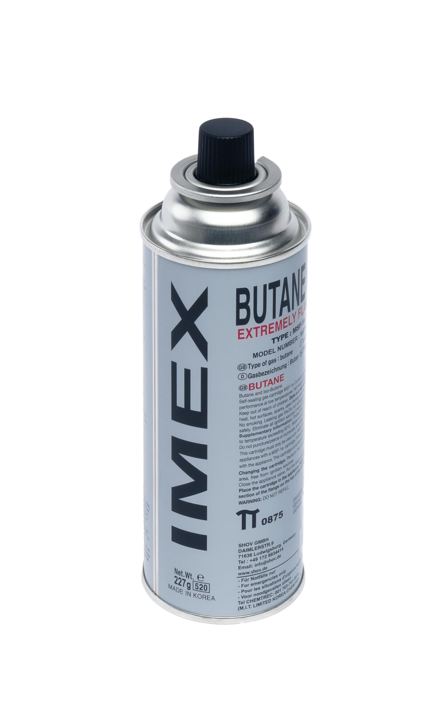 IMEX 227 g MSF-1a Cartouches de gaz - Gaz Butane de Haute qualité pour Le Camping et Les activités de Plein air (4 pièces)