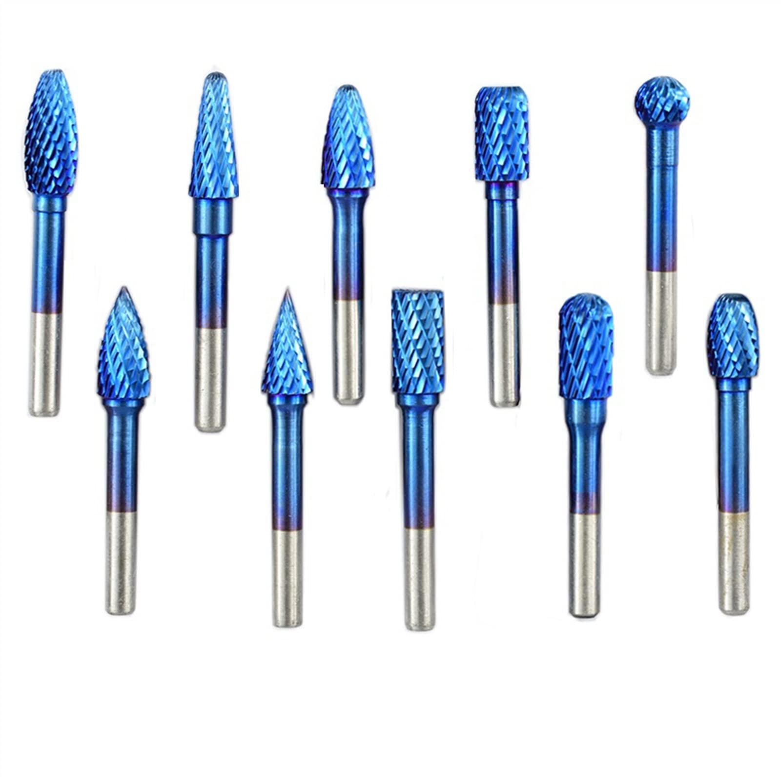 6x10mm Tungsten Carbide Rotary Burss Super Blue Coated Double Cut Rotary File 1Pcs(1pc H Type)