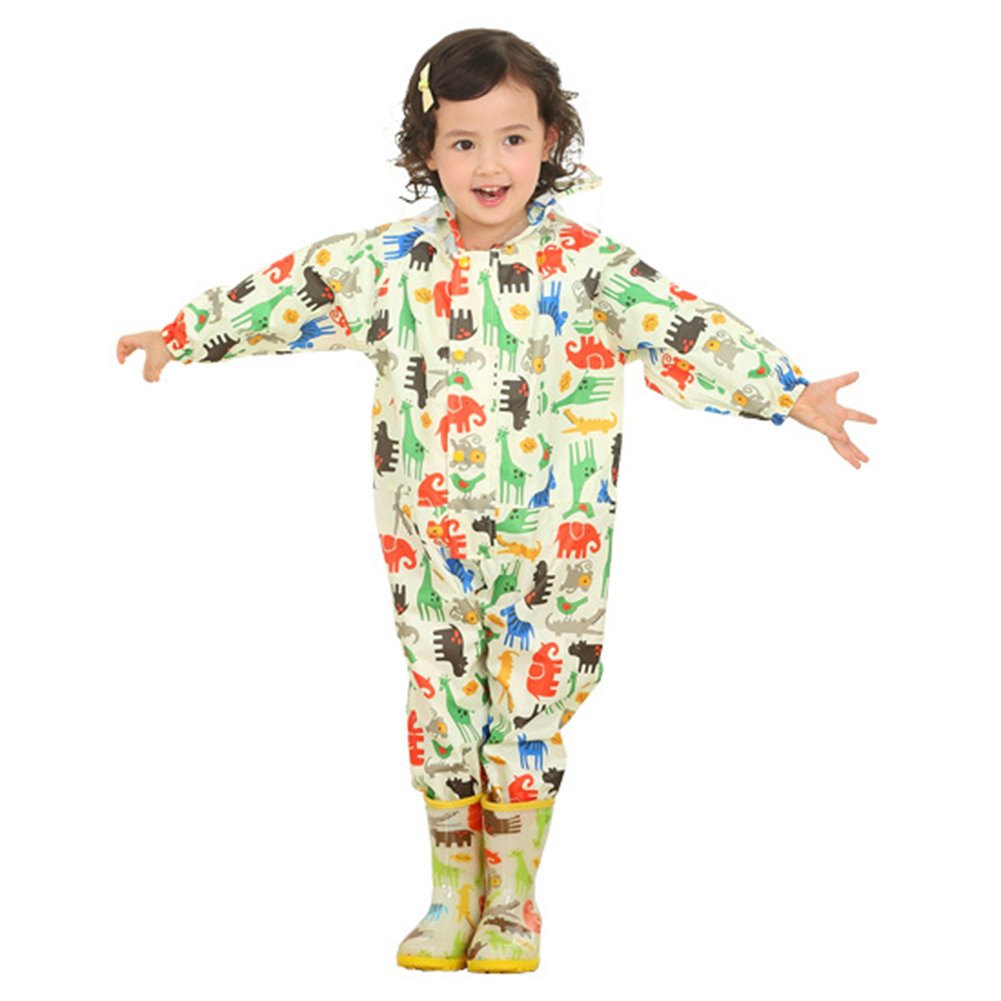 Combinaison Anti Pluie Enfant Manteau Imperméable Fille Garcon Combinaison Impermeable Bebe Veste Pluie avec Capuche Convient pour 75-135 CM